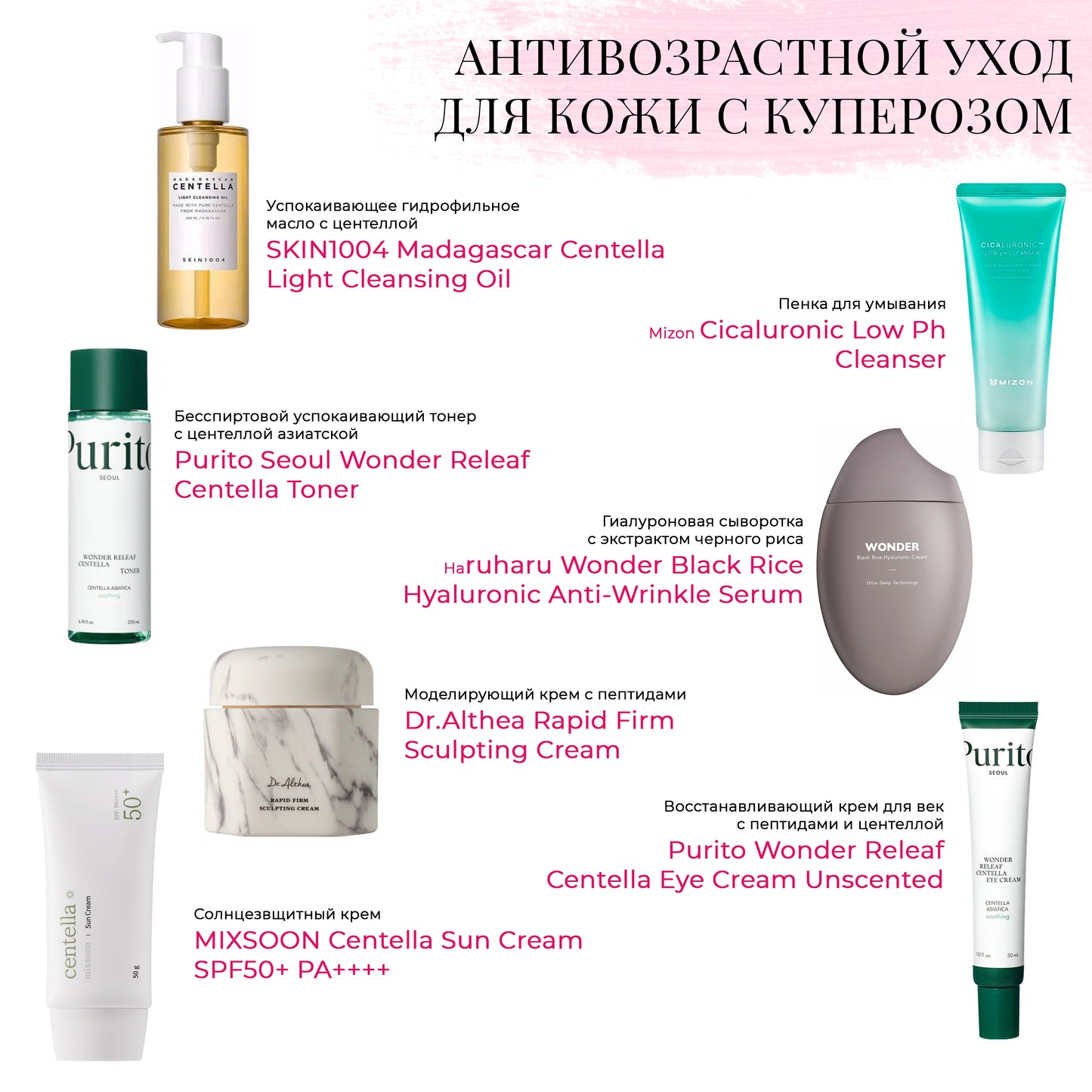 Набор антивозрастной уходовой косметики для кожи с куперозом
