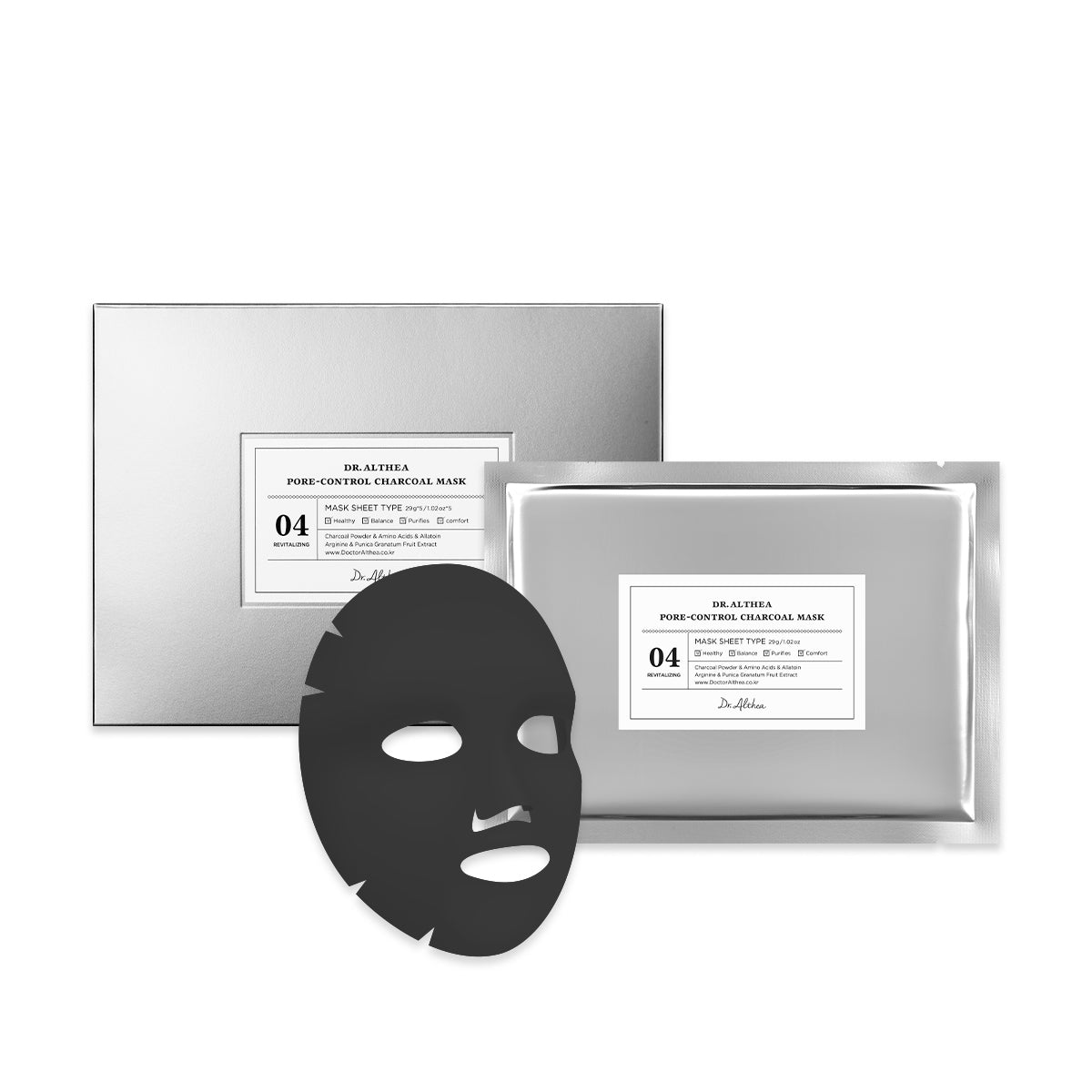 Чёрная тканевая маска с углём для очищения кожи Dr. Althea Pore-Control Charcoal Mask