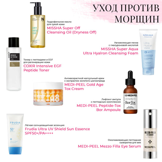 Набор антивозрастной уходовой косметики против морщин