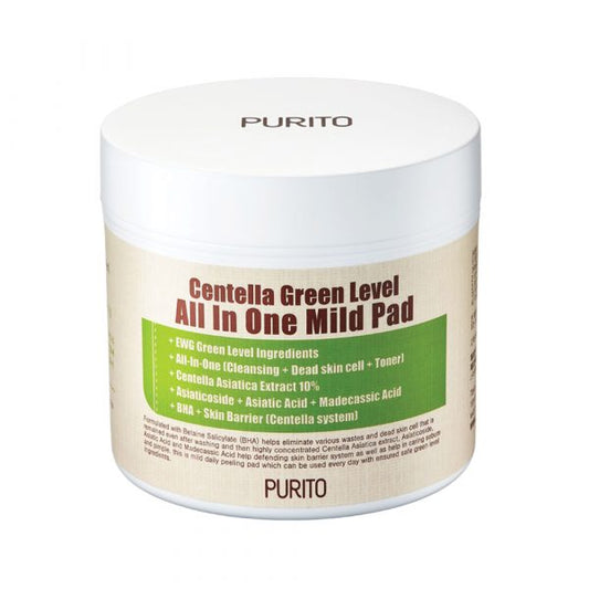 Увлажняющие пэды с центеллой для очищения кожи Purito Centella Green Level All In One Mild Pad