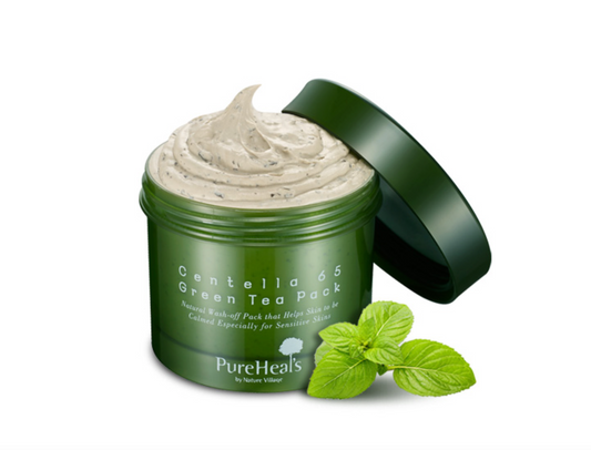 Восстанавливающая маска с экстрактом центеллы и зеленым чаем PureHeal's Centella 65 Green Tea Pack